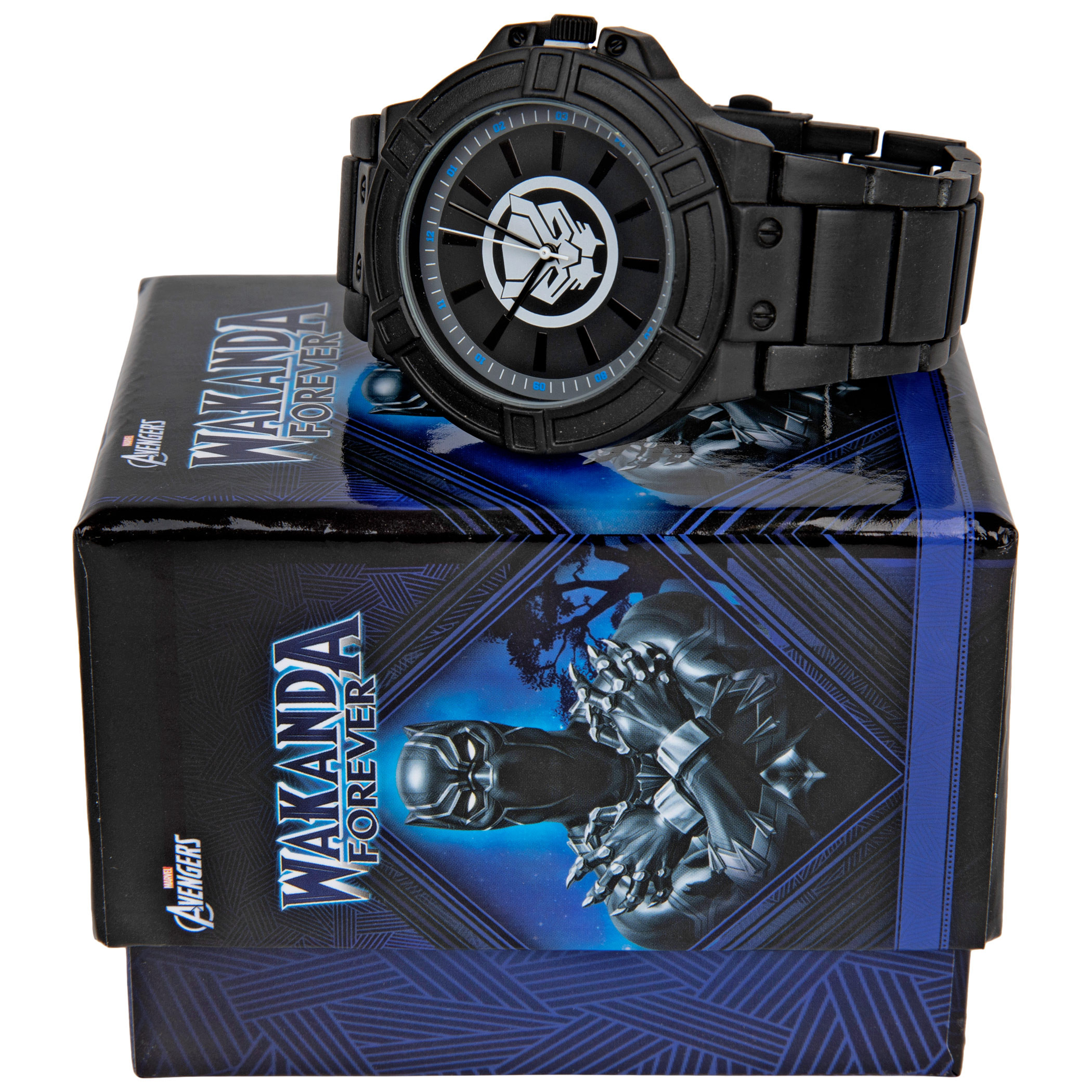 Marvel Black Panther Symbol Watch Face with Black Metal Band